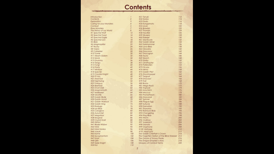 Monster Sanctuary - Monster Journal