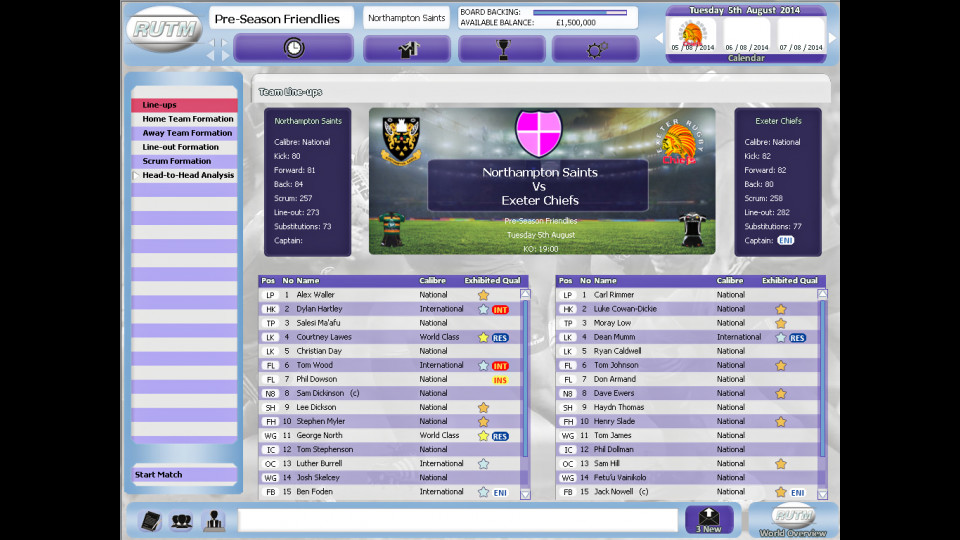 Rugby Union Team Manager 2015