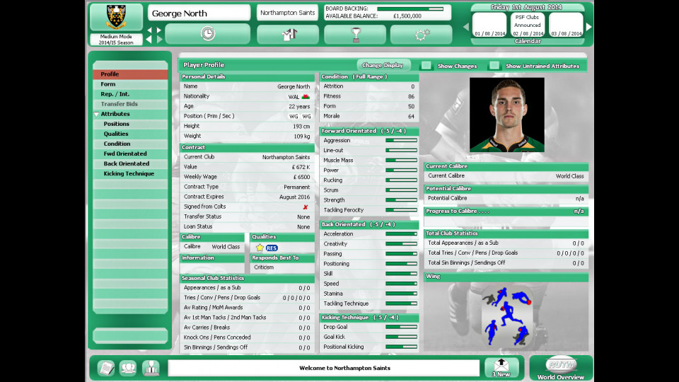 Rugby Union Team Manager 2015