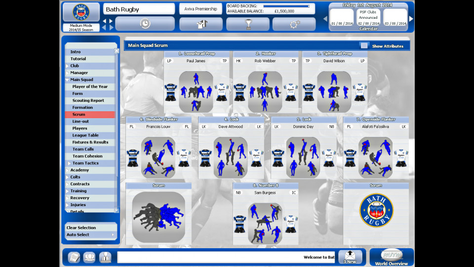 Rugby Union Team Manager 2015