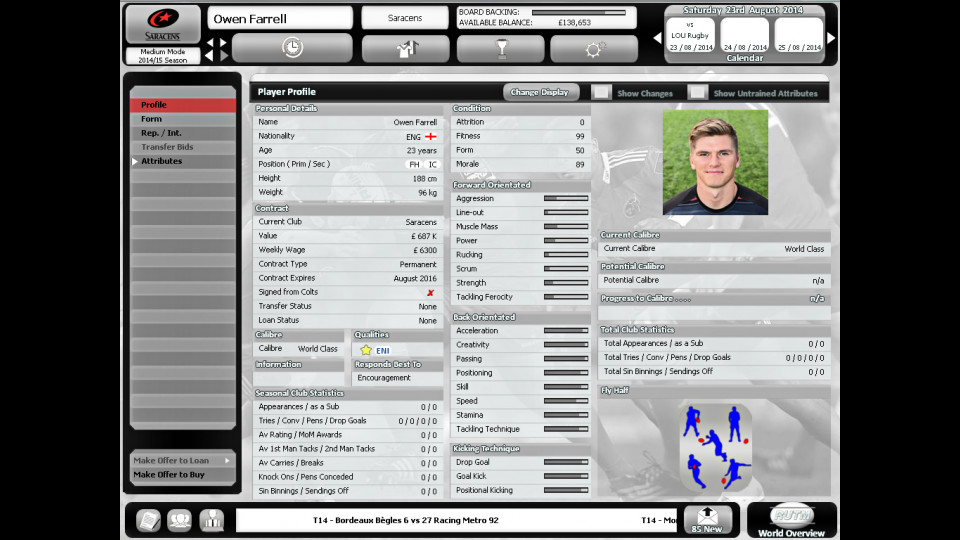 Rugby Union Team Manager 2015