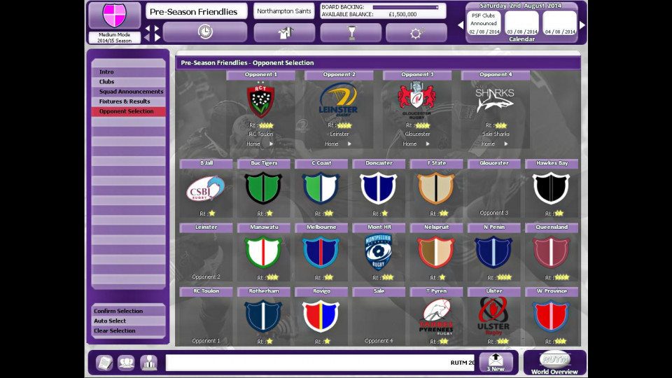 Rugby Union Team Manager 2015