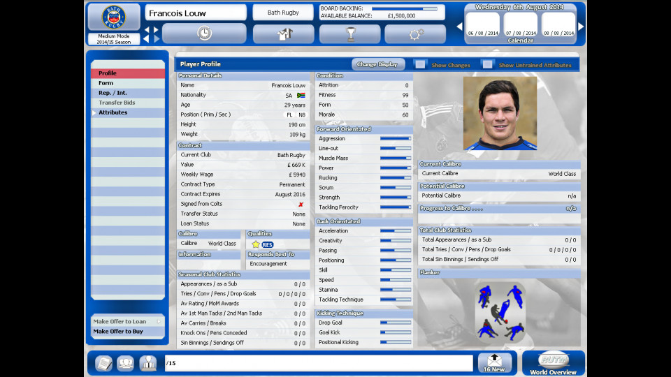 Rugby Union Team Manager 2015