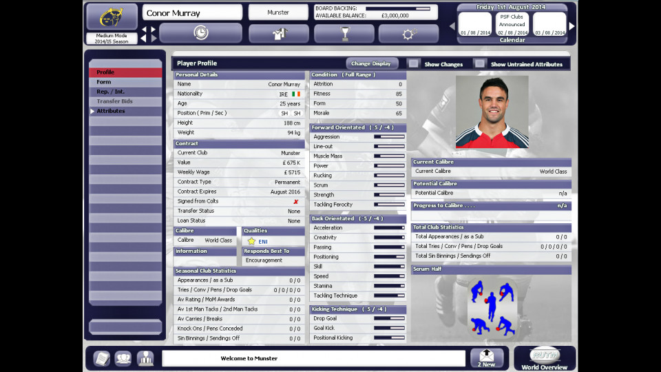 Rugby Union Team Manager 2015